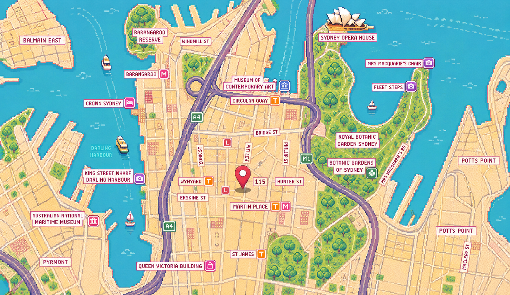 Map showing the Adpie office location on Pitt Street, Sydney