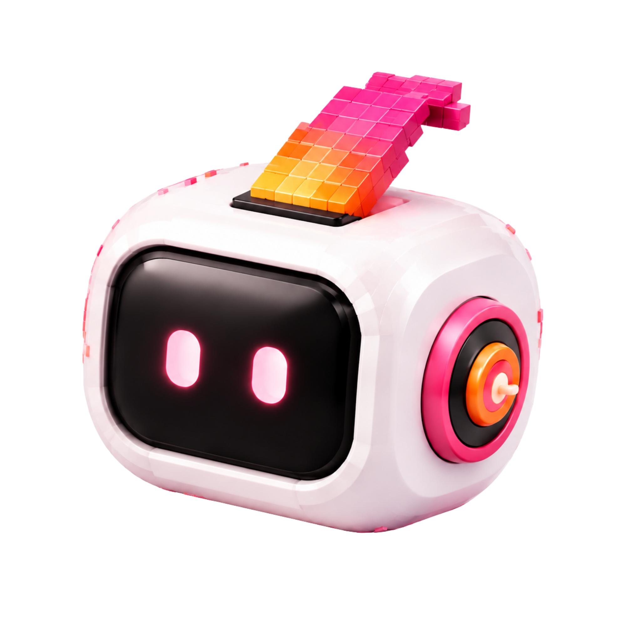 Pixel robot head for AI recommendations