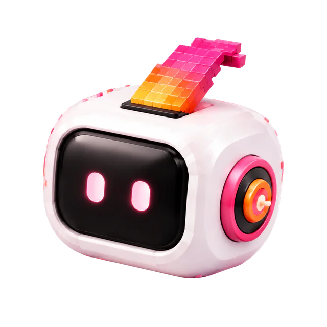 Pixel robot head for AI recommendations